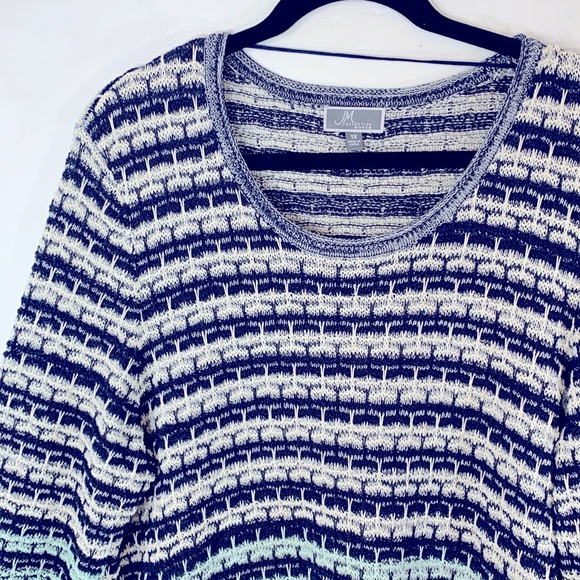 JM Collection Woman Plus Size 1X Textured Lightweight Blue Pullover Sweater Top - Picture 5 of 14